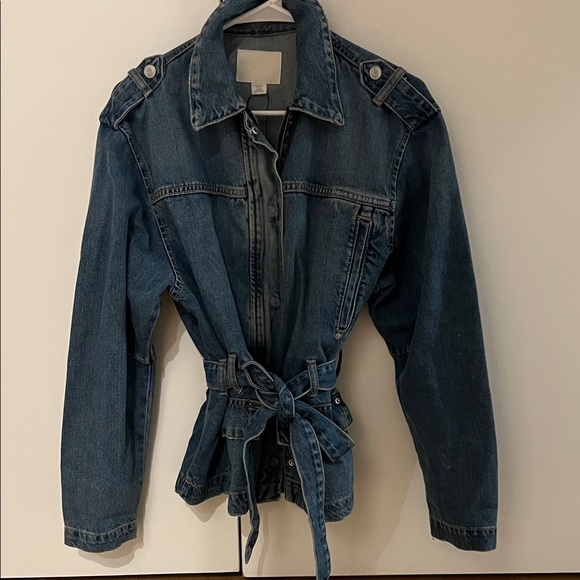 Zara Dark Blue Denim Jacket with Belt - Picture 1 of 6